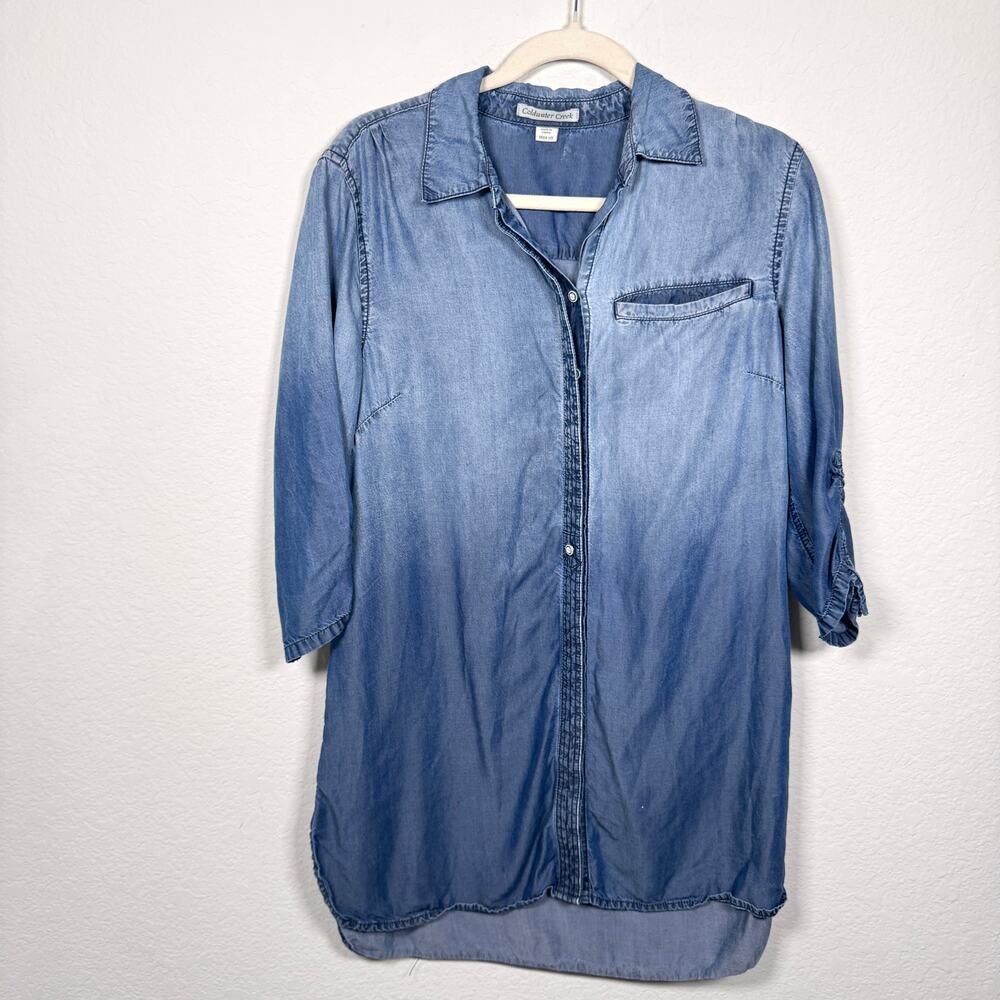 Coldwater Creek Womens 100% Tencel Chambray Button Shirt Size M Flowy Blue